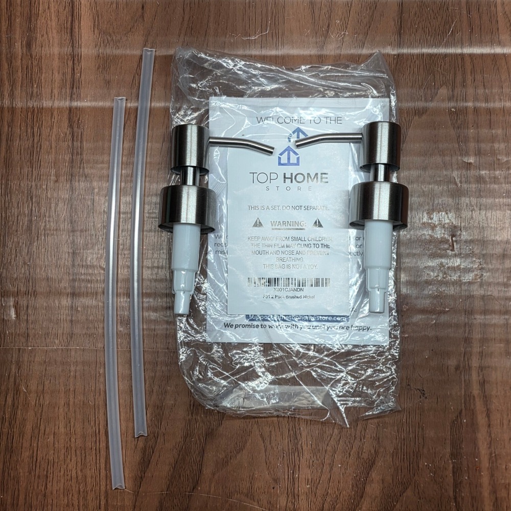 Top Home Store F31 2 Pack Brushed Nickel Soap Dispenser Pump Replacement Heads